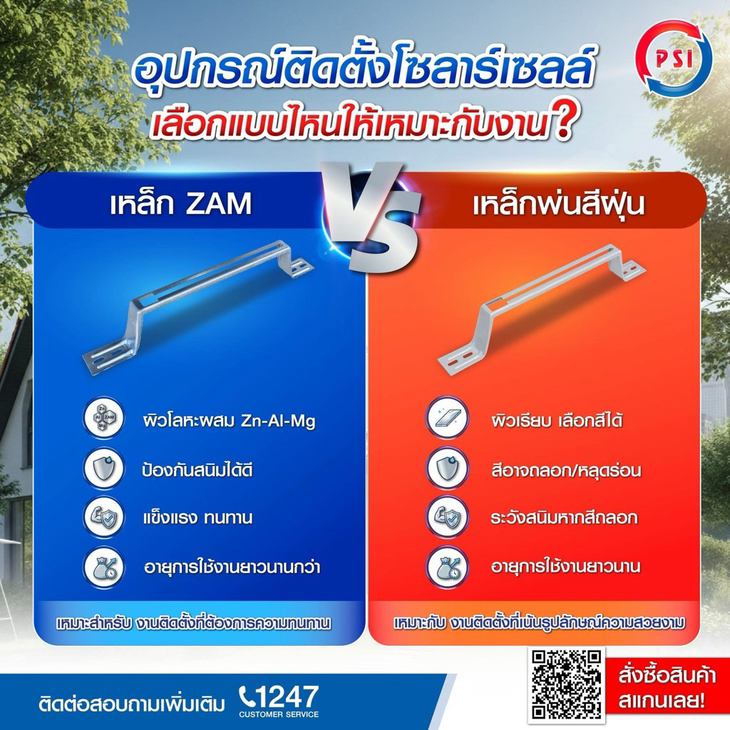 PSI PV Clamp เหล็ก ZAM STEEL ไม่ขึ้นสนิม ( อุปกรณ์ยึด แผงโซลาร์เซลล์ ) สำหรับหลังคาเมทัลชีท 2