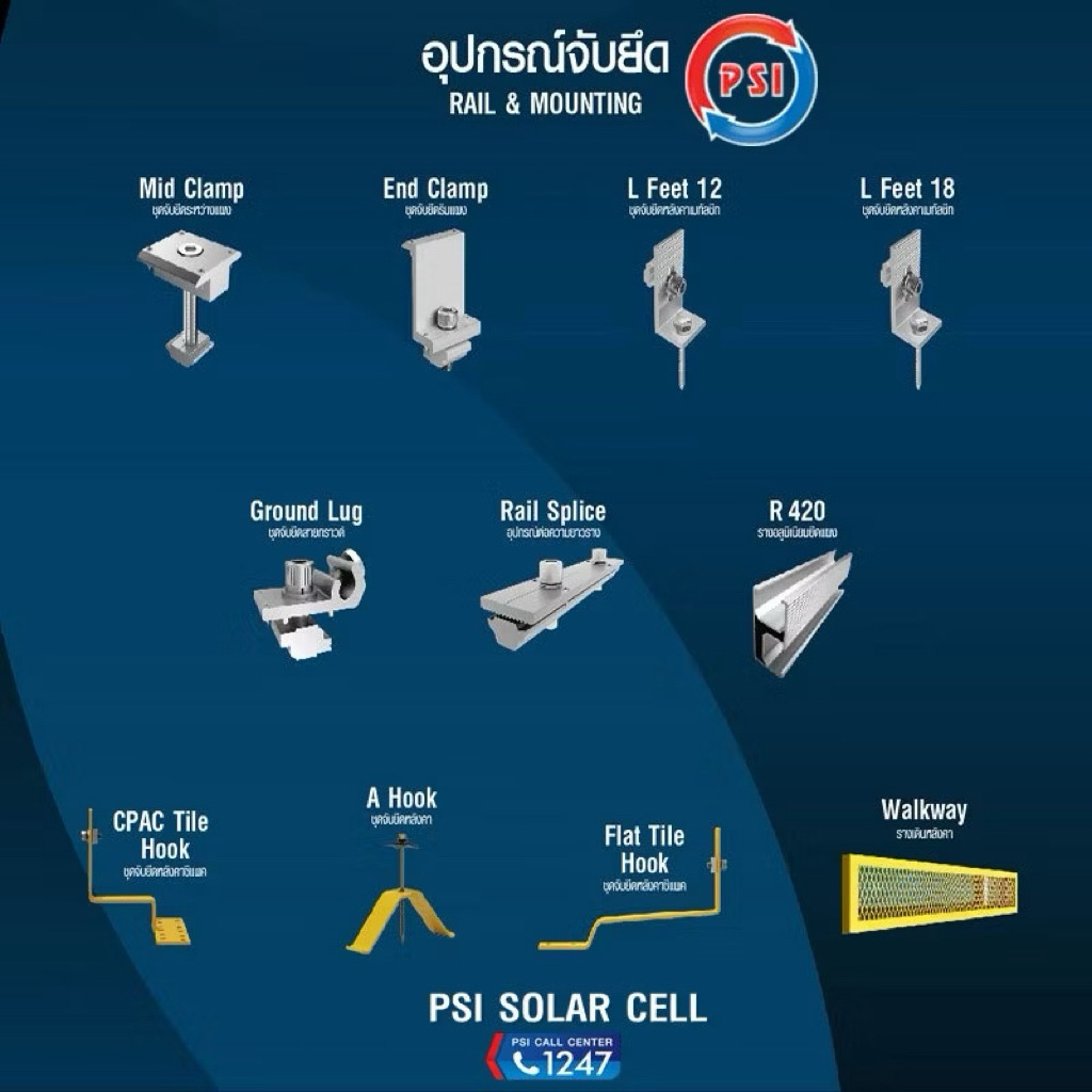 PSI CPAC Tile Hook !! PSI Hook !! ชุดจัดยึดหลังคาซีแพค PSI กับ แผงโซล่าเซลลง 3